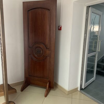 Wooden door with carvings